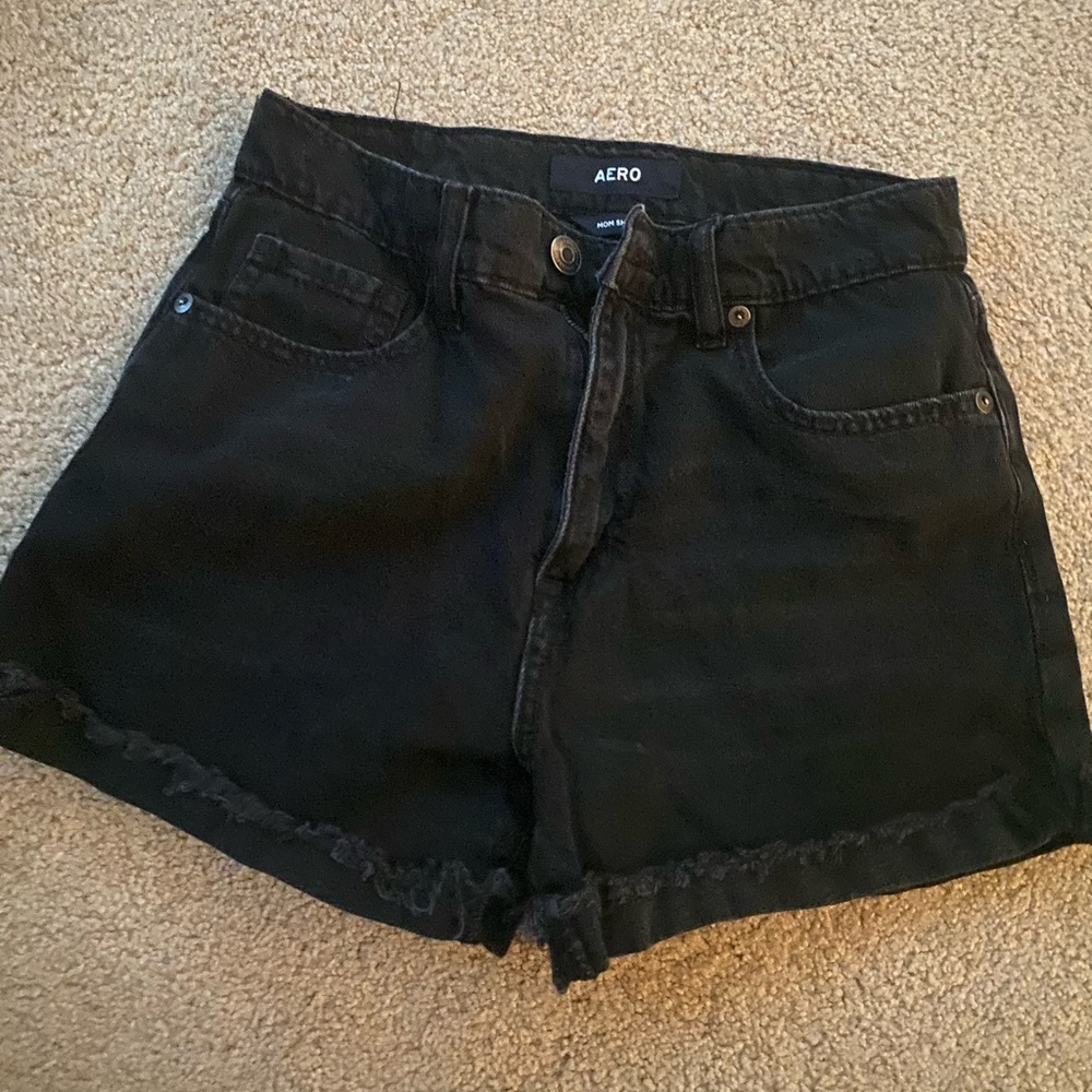 black high rise jean shorts